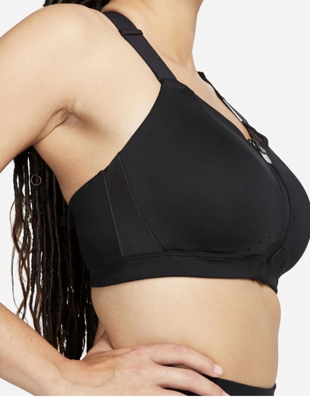 Nike Black Front-Zip High Support Sports Bra - Picture 3 of 8